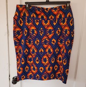 Lularoe Blue & Yellow Aztec Print Textured Cassie Skirt NEW Womens Plus Size 3XL